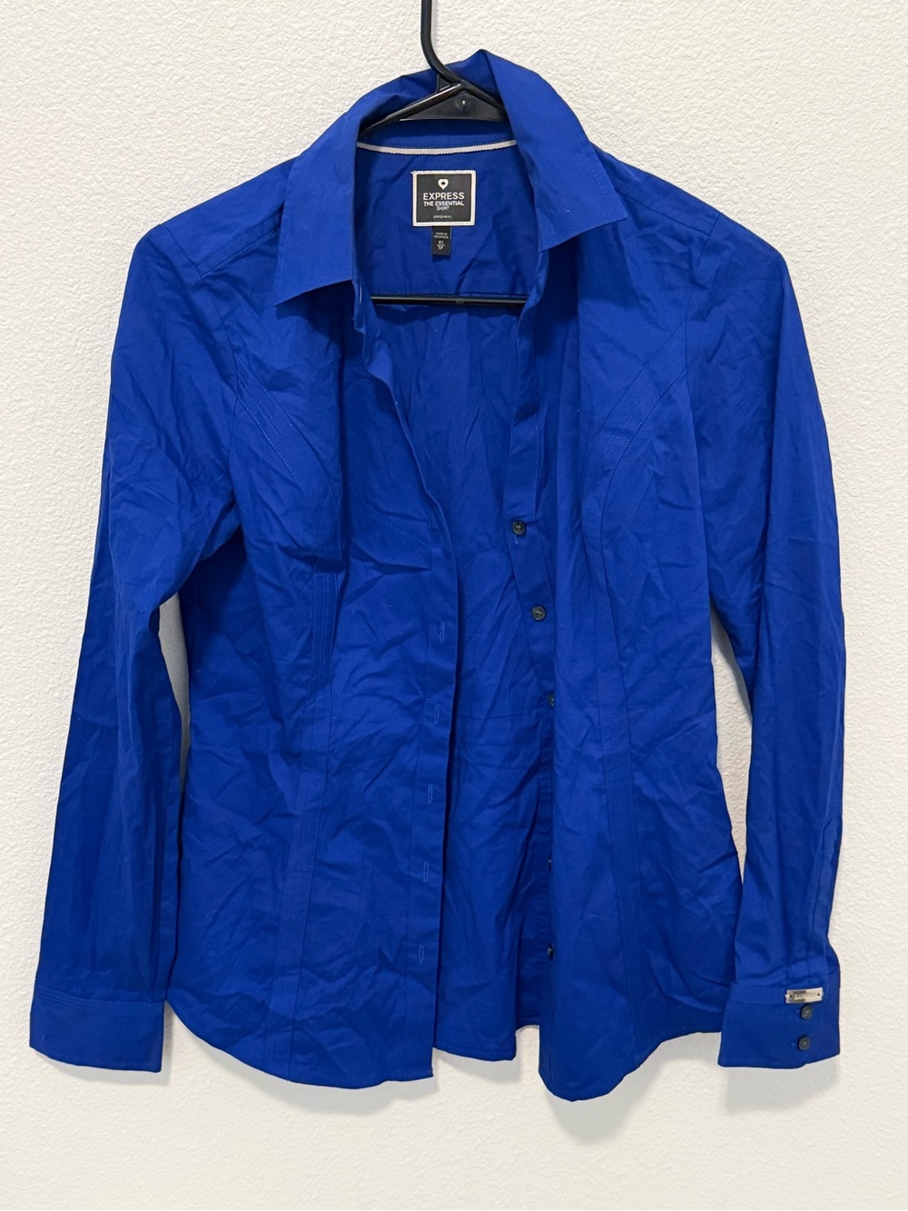 Express Women's Royal Blue Button-Down Shirt